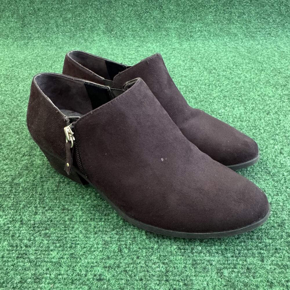 Dr Scholls Brief Black Microfiber Size 8.5 1.75" Heel Zip
